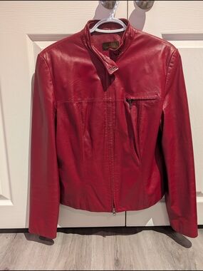 Danier Red Leather Zip-Front Women's Jacket